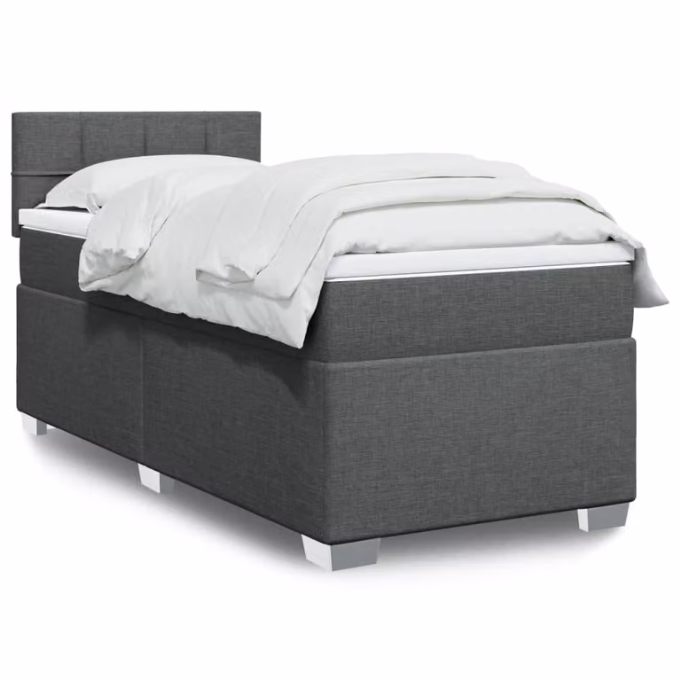 vidaXL Giroletto a Molle Ibrido con Materasso in Tessuto Grigio e Bianco L/P/H: 90 x 190 cm