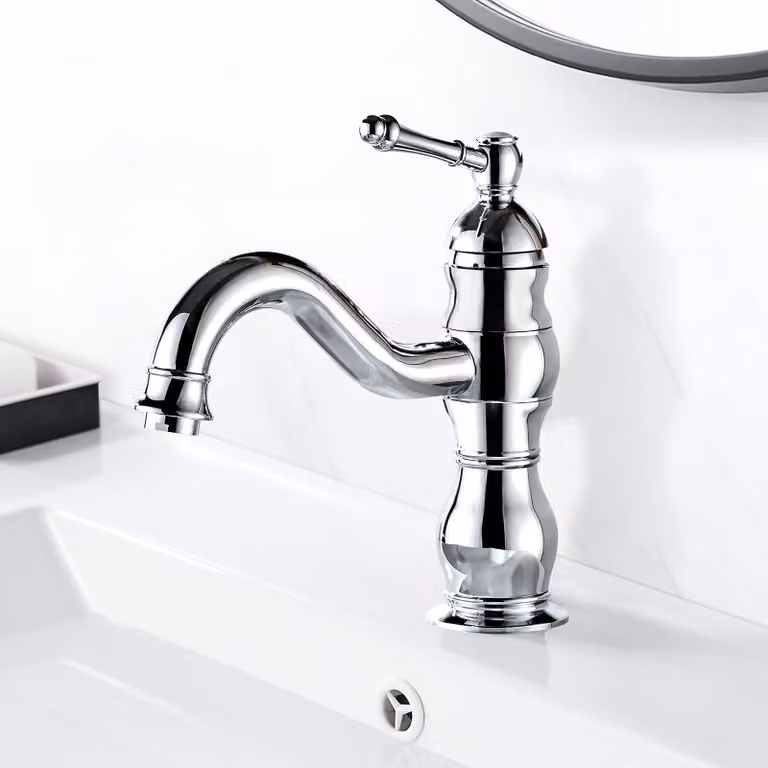 Miscelatore per lavabo, rotazione a 360°, in ottone cromato, monocomando, per acqua fredda e calda