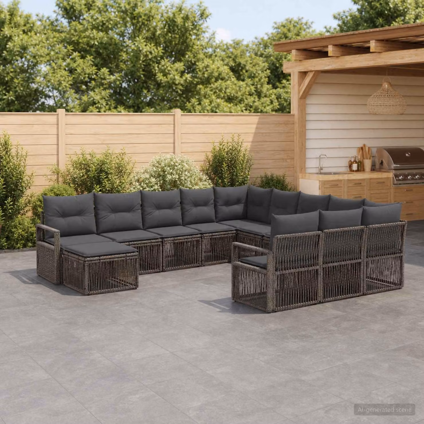 Maison Exclusive - Set di divani da giardino, 12 pezzi, grigio, in rattan sintetico