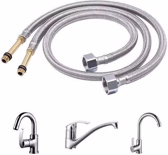 Ibenzoa® Tubo flessibile di collegamento, 60 cm – acciaio inossidabile e rame, resistente alla rottura, compatibile con filettatura M10, per rubinetti da cucina e bagno