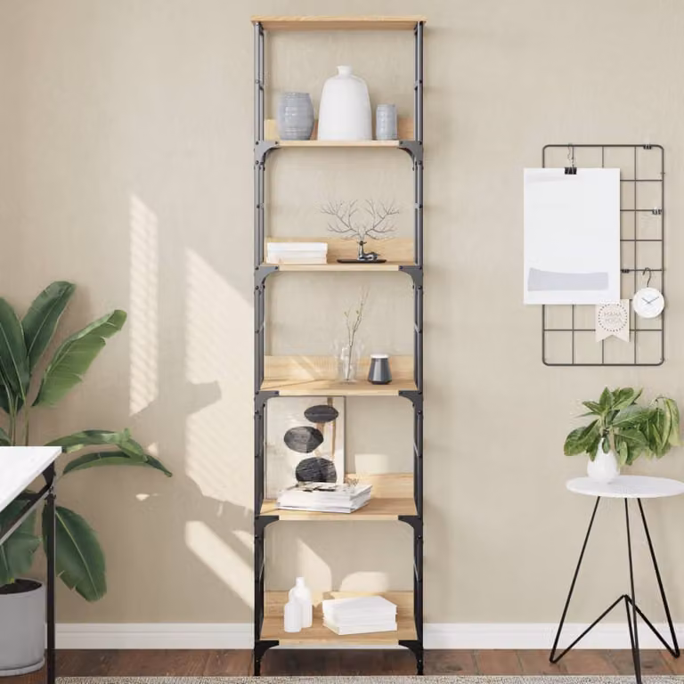Libreria in stile industriale vidaXL in legno e metallo, colore marrone, L 50 cm x P 33 cm x H 188,5 cm