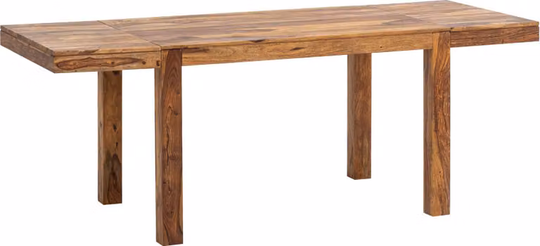 WOHNLING Tavolo da pranzo 120 - 200 cm in legno massello di sheesham, intramontabile, tavolo da cucina allungabile, grande tavolo da pranzo rettangolare, semplice tavolo in legno per la sala da pranzo