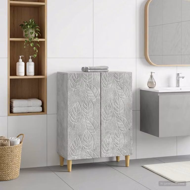 Mobiletto da bagno vidaXL DELFT moderno in MDF grigio, L: 59,5 cm, P: 31 cm, H: 80 cm
