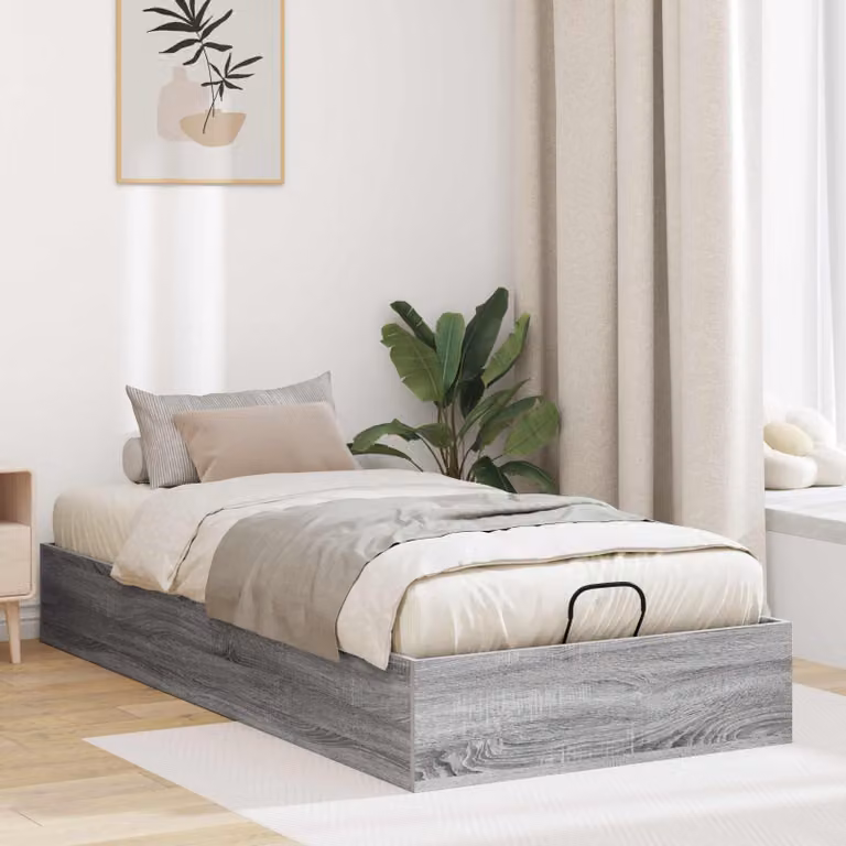 Letto ottomano vidaXL in legno ingegnerizzato grigio, L 80,5 cm x P 200 cm x H 203 cm con base a sollevamento