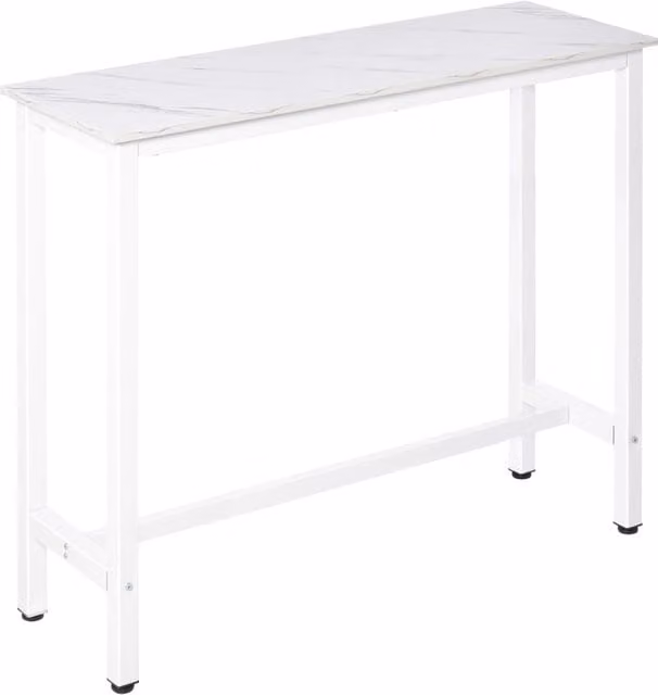Tavolo da bar Minimal bianco con effetto marmo in acciaio, L/P/H: 120 x 40 x 100 cm