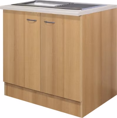 Mobile sottolavello con piano di lavoro e lavello - larghezza 100 cm - faggio – Namu