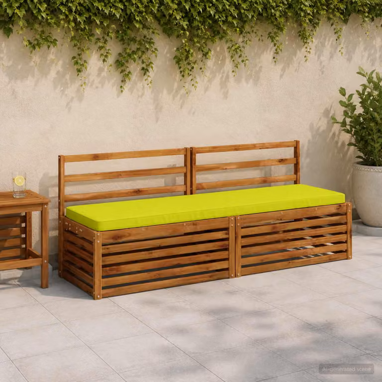 Set di 2 cuscini per panchina vidaXL VUGHT in poliestere con rivestimento lavabile e resistente ai raggi UV, disponibili in verde o giallo