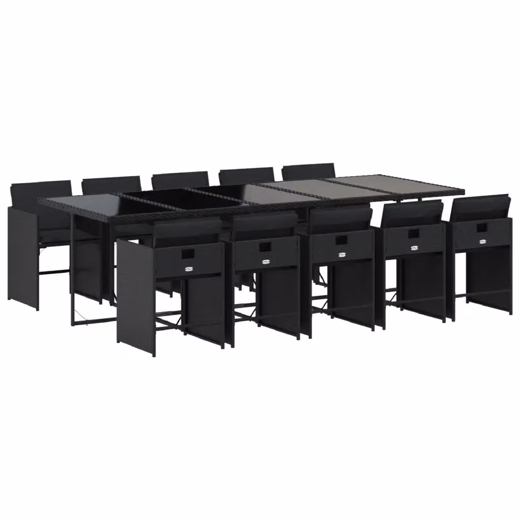 vidaXL Set da Pranzo da Giardino 11 pz in Polyrattan Nero con Piano in Vetro – 2