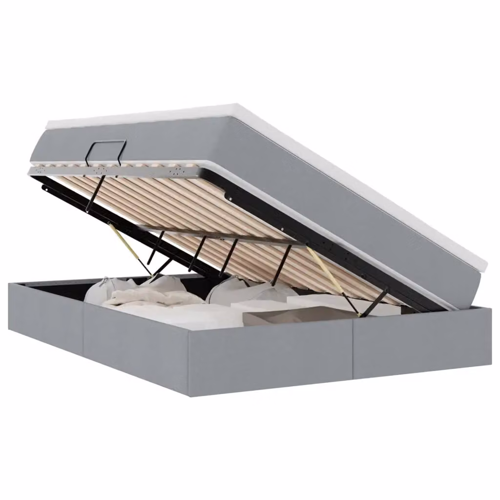 Letto con contenitore e materasso ibrido vidaXL Grigio chiaro L/P/H: 140 x 190 x 48,5 cm – 2