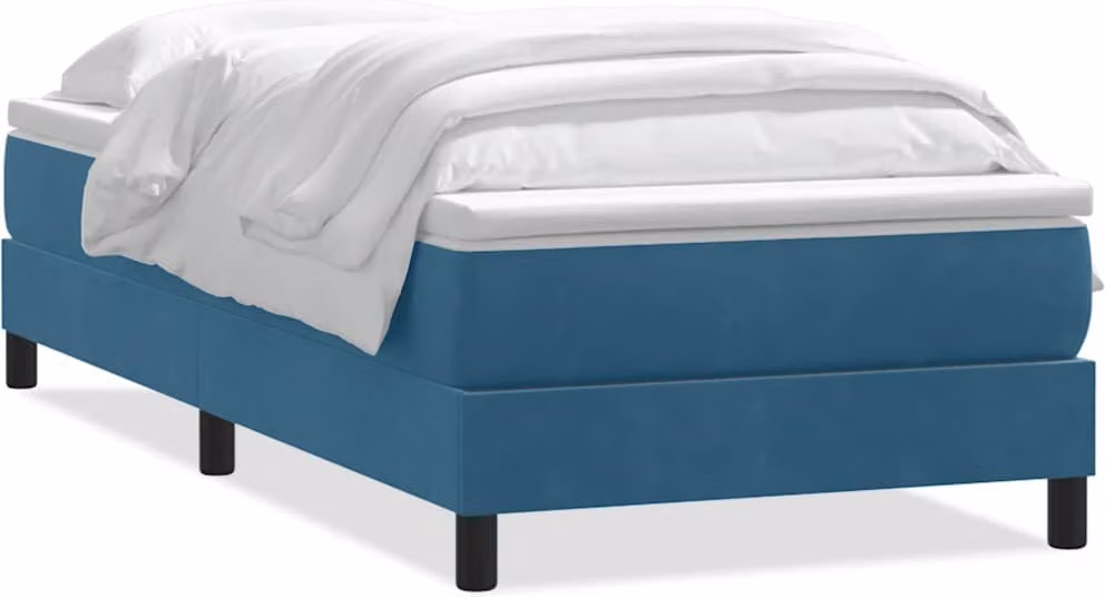 Giroletto a Molle con Materasso Blu Scuro 80x220 cm Velluto