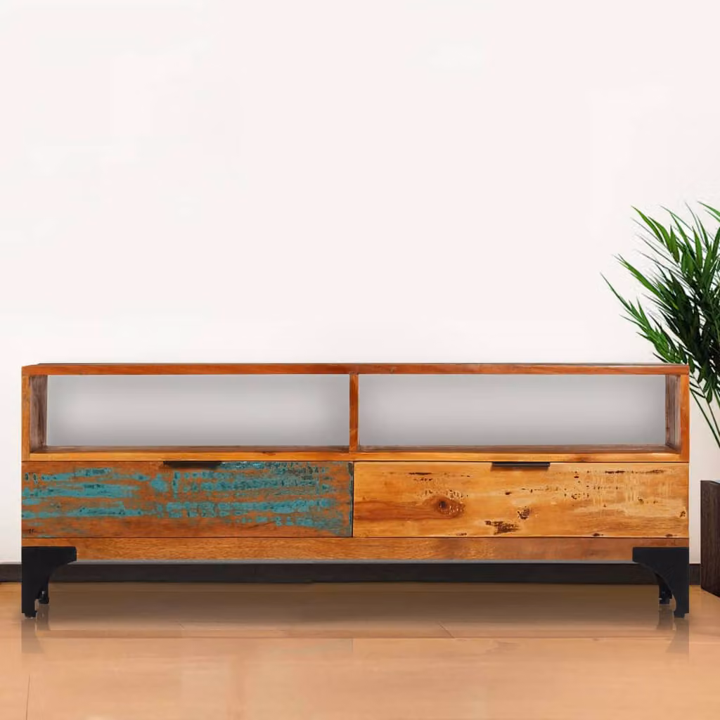 vidaXL Mobile Porta TV 118x35x45 cm in Legno Massello di Recupero
