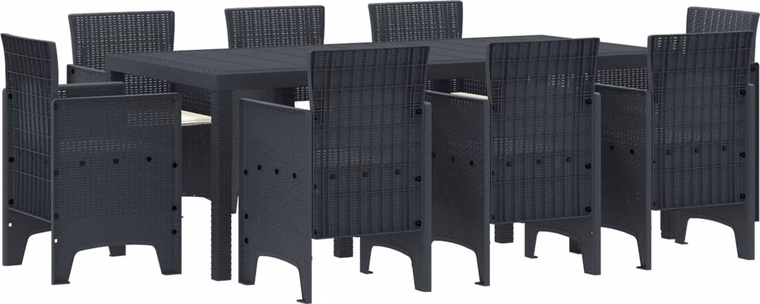 Set da Pranzo per Giardino 9 pcs Antracite Polipropilene