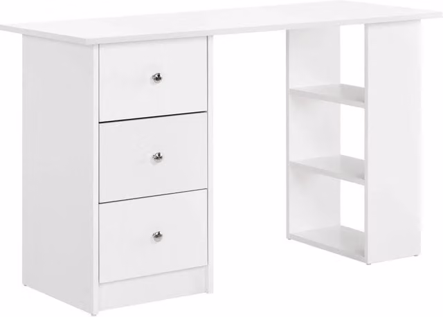 Scrivania/postazione di lavoro in legno rivestito in melaminico bianco 120 x 49 x 72 cm 03_0001179