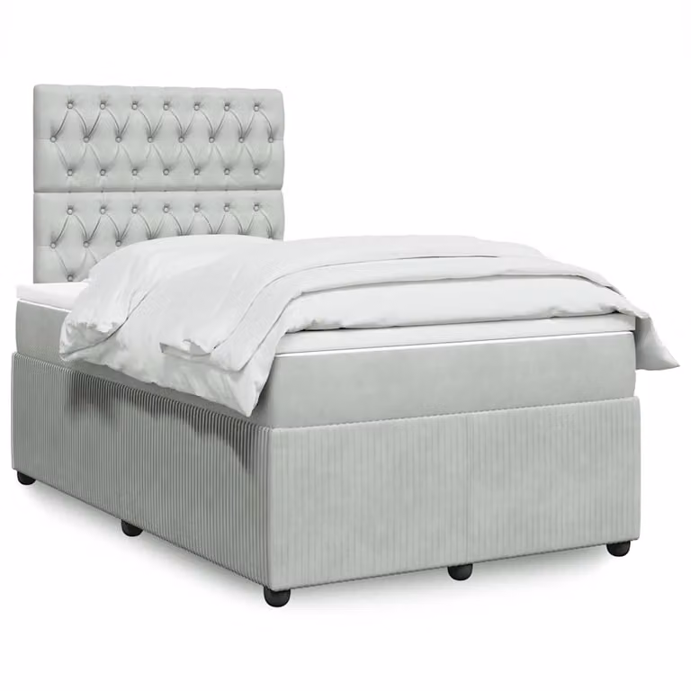 vidaXL Letto Ibrido con Materasso in Velluto Grigio e Bianco L/P/H: 120 x 200 cm