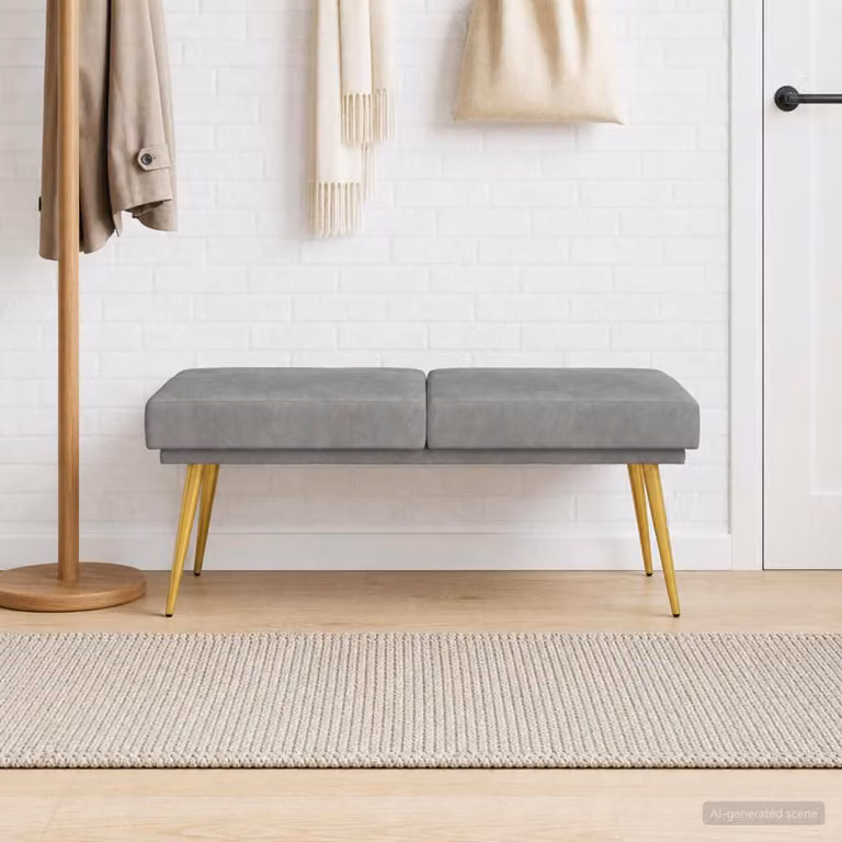 Panchina a doppio strato vidaXL in velluto grigio, L 120 x P 45 x H 46 cm