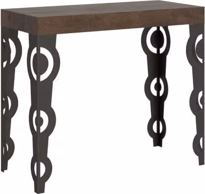 Consolle allungabile Karamay Itamoby con telaio antracite e piano noce L/P/H: 90 x 40/300 x 77 cm