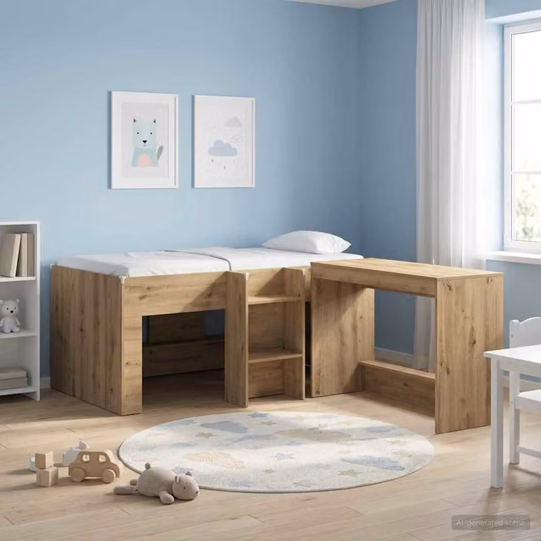 Letto alto singolo per bambini vidaXL in legno color marrone L: 160 cm, P: 80 cm, H: 163 cm