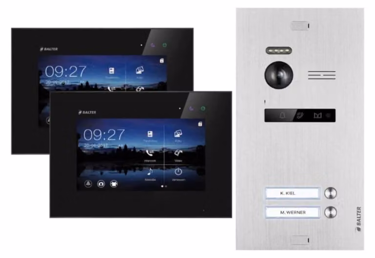 Videocitofono con schermo touchscreen da 7 pollici (4 unità) - Visione notturna - Modello da incasso - Argento/Nero
