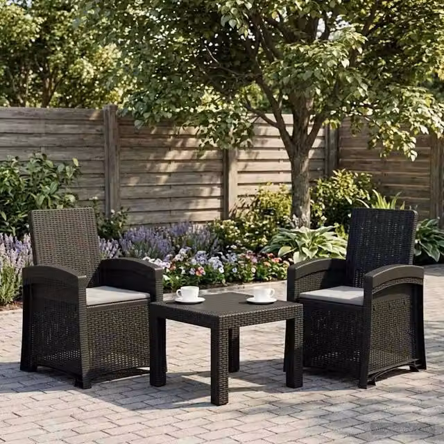 Sedia da giardino reclinabile effetto rattan 2 pz PP 8012019
