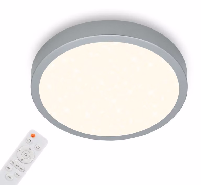 BRILONER - lampada da soffitto cielo stellato, lampada da soffitto dimmerabile, temperatura di colore regolabile, lampada da parete, telecomando, colore argento, Ø380x50 mm