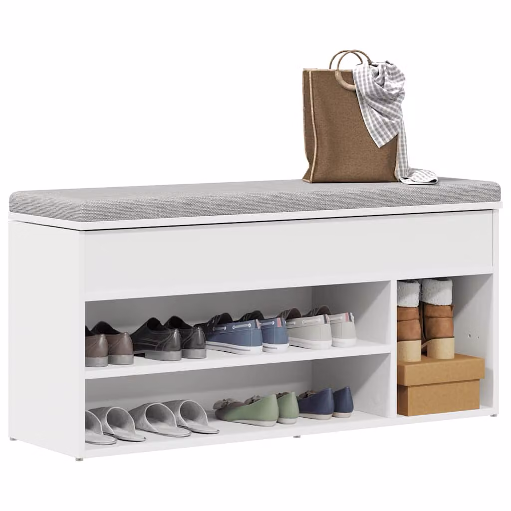 Scarpiera bianca vidaXL in legno multistrato e MDF, L 102 cm x P 30,5 cm x H 45 cm