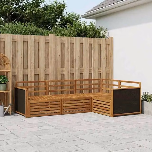 Set di divani da esterno 4 pz Naturale Legno di Acacia Massello 3383282