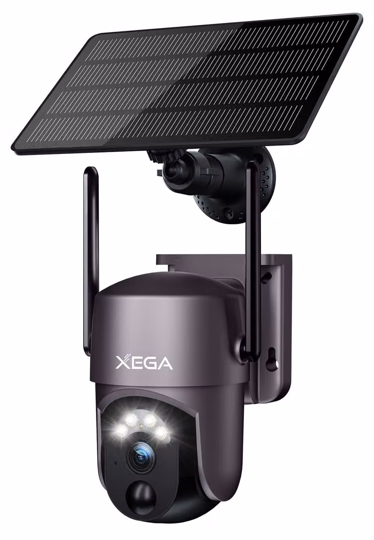 Telecamera di sicurezza solare da esterno, wireless, Super HD 2K, PTZ, per videosorveglianza