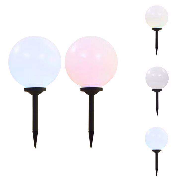vidaXL Luci solari da esterno, 2 pezzi, a LED, a forma di sfera, 30 cm, RGB - Illuminazione da esterno