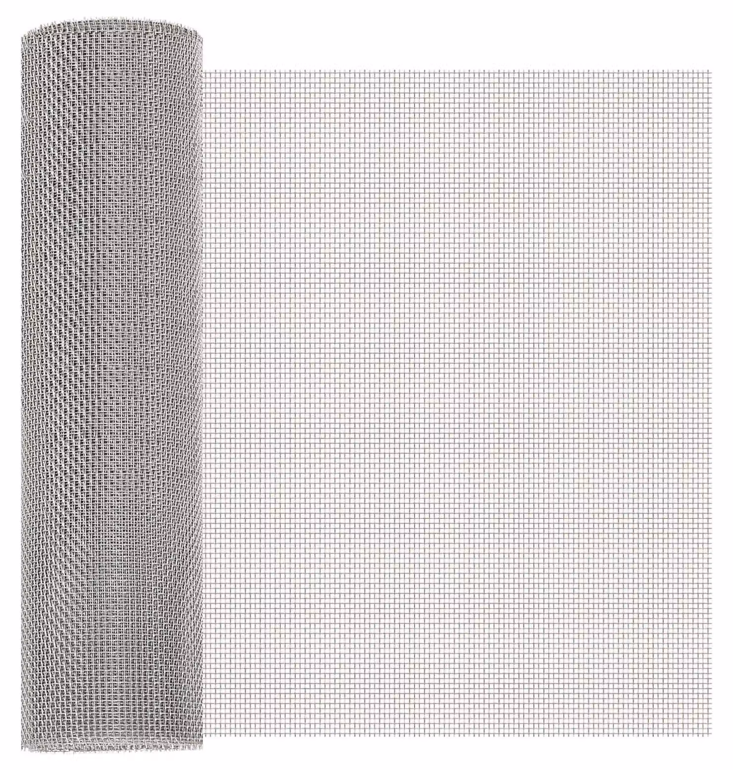 Schermo a rete, dimensioni 40 x 1000 cm, maglia 8, acciaio inossidabile 201, colore argento