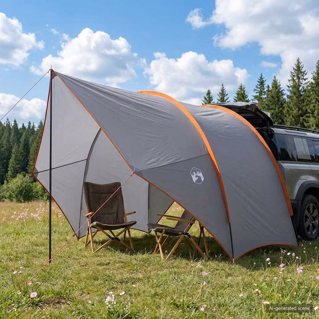 Tenda da coda vidaXL impermeabile in poliestere, Grigio e Arancione, L/P/H: 405 x 280 x 220 cm