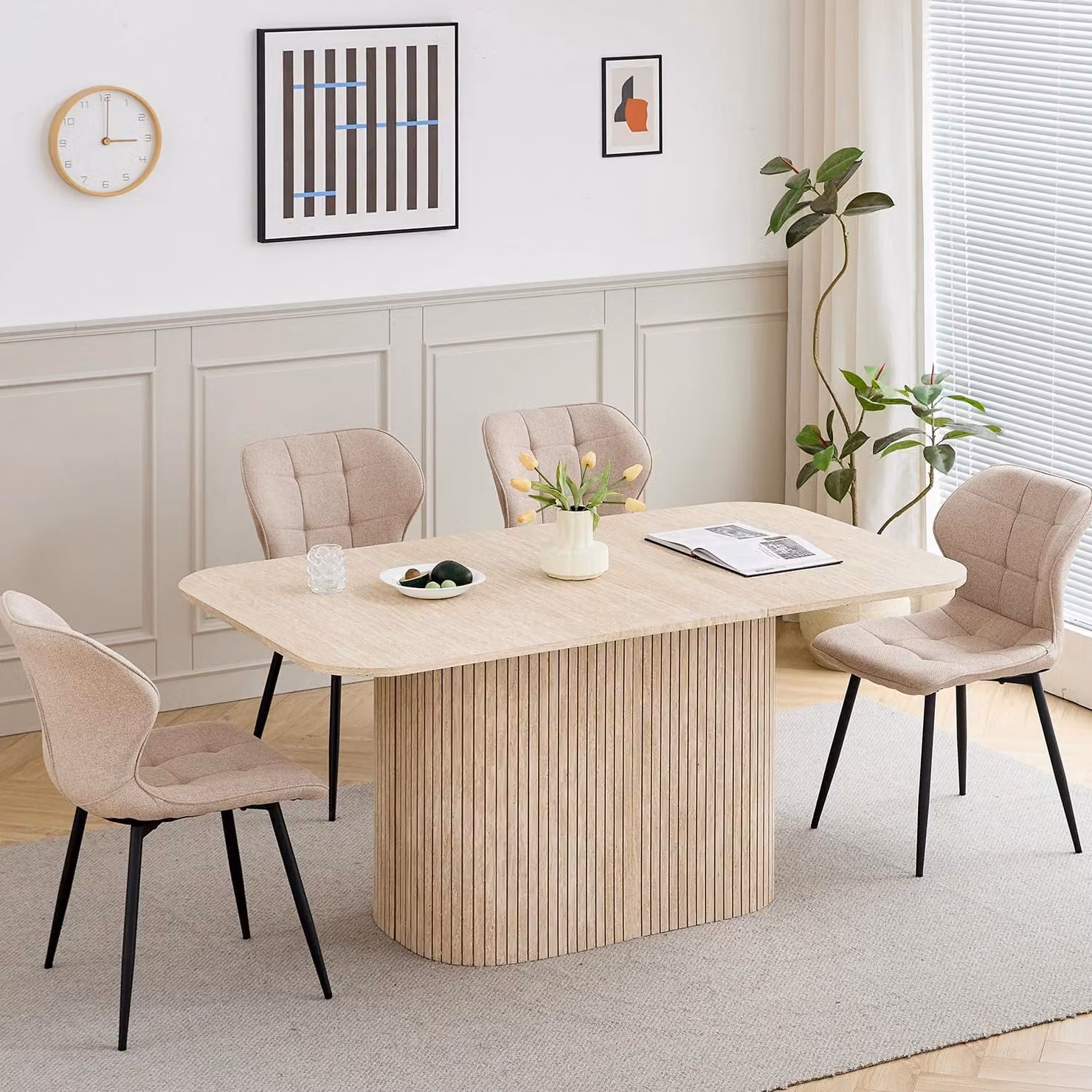 Tavolino da salotto in stile nordico - Rettangolare - Legno massello - Minimalista e moderno - 160×90 cm - Effetto legno giallo