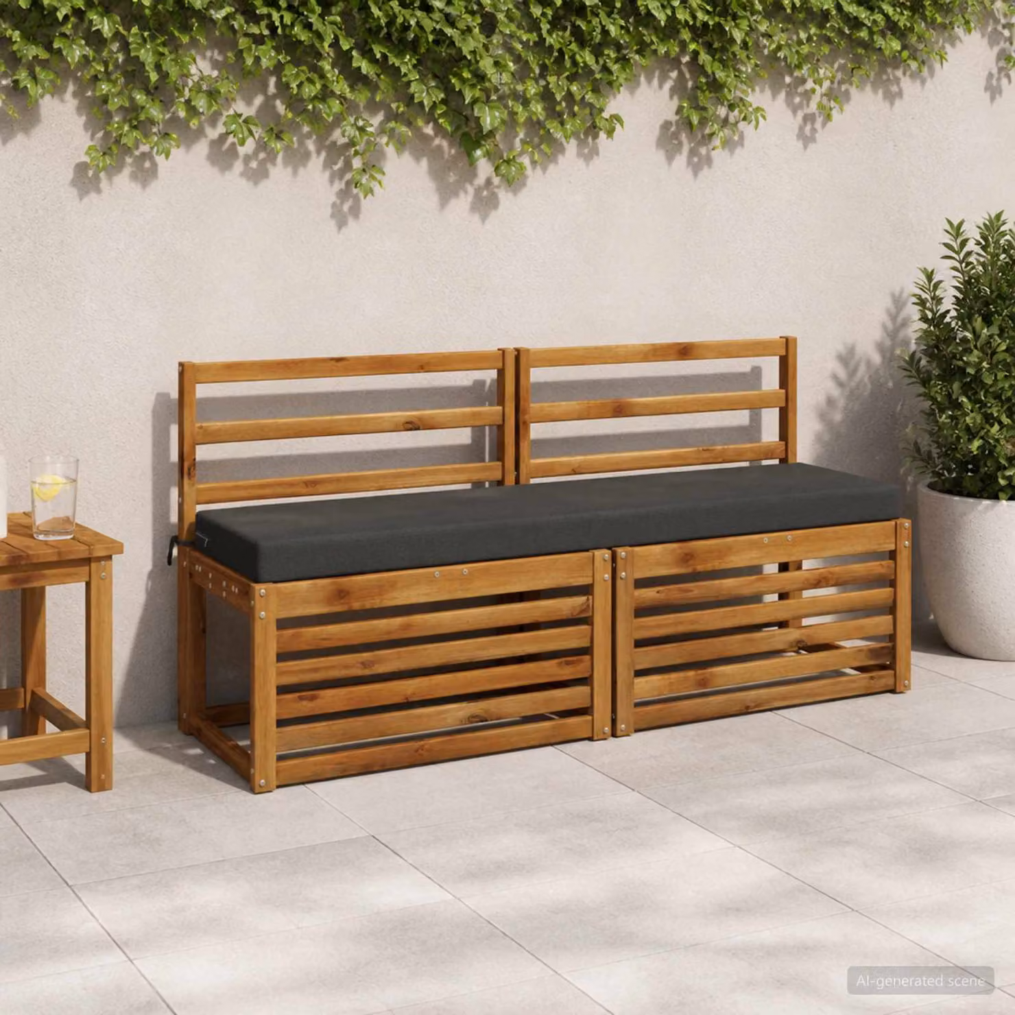 Set di 2 cuscini per panchina vidaXL SOEST in poliestere antracite L 160 x P 40 x H 40 cm