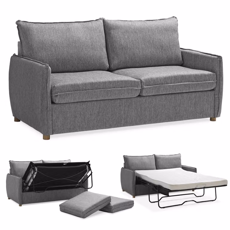 Divano Letto con Materasso Matrimoniale Memory GRACE Grigio