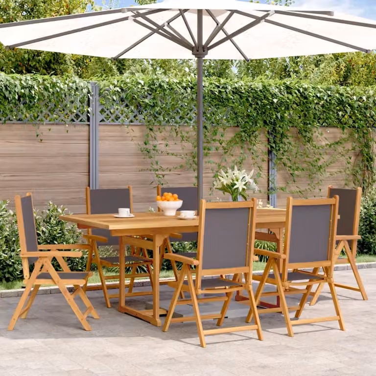 Maison Exclusive - Set da pranzo da giardino 7 pezzi in tessuto e legno massello, antracite