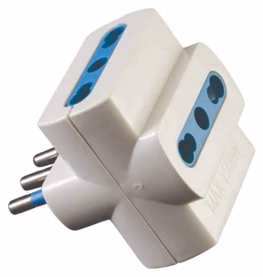 Reer 7310075 Adattatore con Spina 2P+T 10A e 3 Prese Bipasso 10/16A Bianco