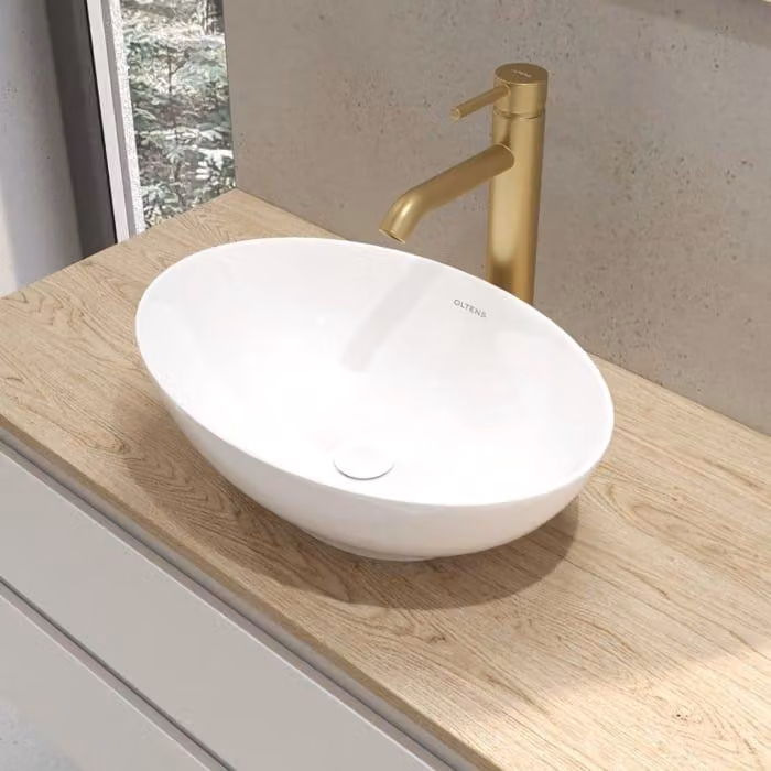 OLTENS Lavabo da appoggio ovale, serie Etne, 40 x 33 cm