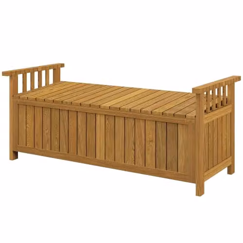 Outsunny Panchina esterno legno con cassetto 128,5x52,1x53,6 cm marrone
