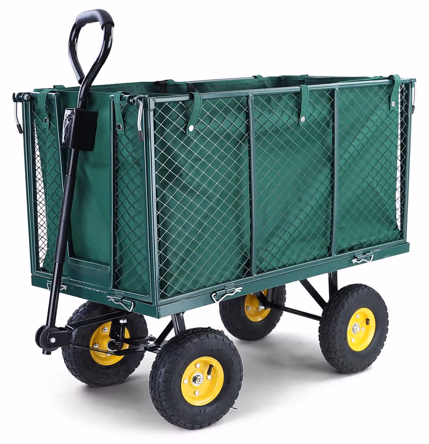 Carrello da giardino XXL, carrello con pneumatici, carrello a braccio, carrello manuale, portata 300 kg, colore verde