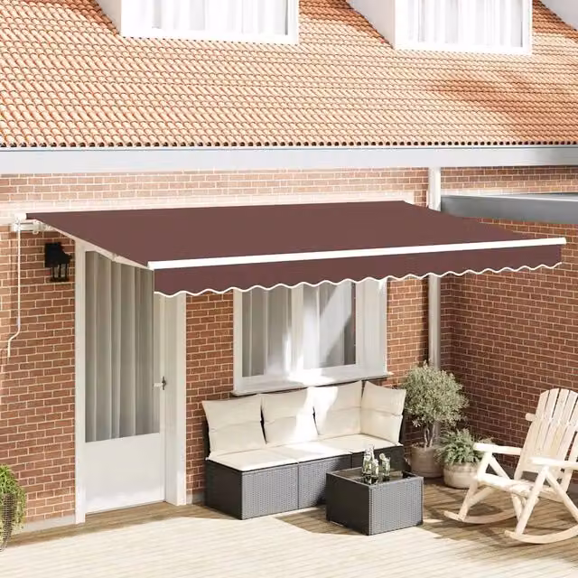 Tenda retrattile-Tenda parasole per balcone Marrone 400 x 200 cm Tessuto 105199