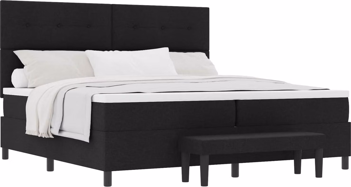 Letto a molle con materasso nero 200 x 200 cm in tessuto