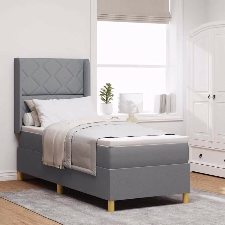 Maison Exclusive - Letto boxspring con strisce luminose a LED, grigio chiaro, 80 x 200 cm, rivestimento in tessuto