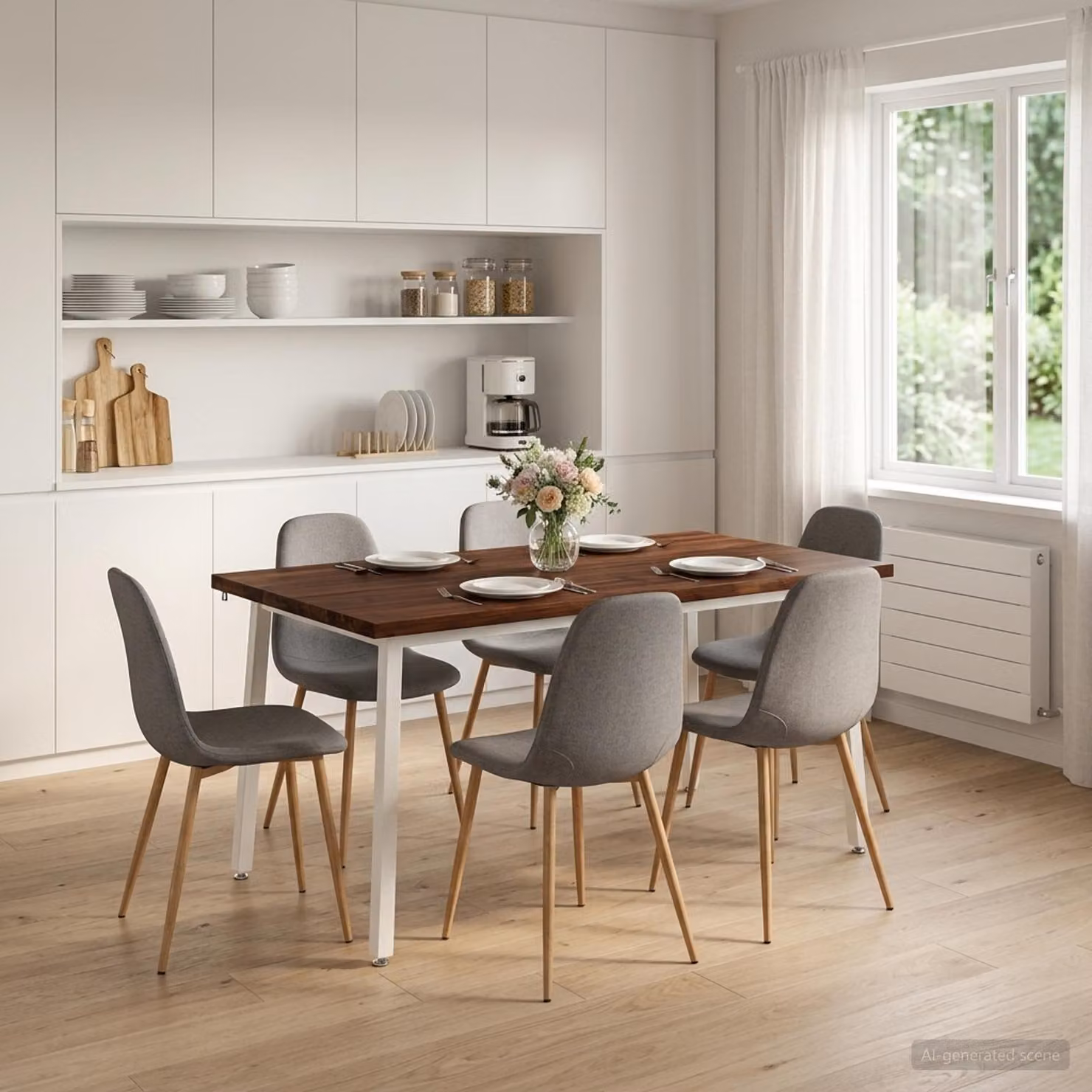 vidaXL Tavolo da pranzo rettangolare moderno in legno di acacia e metallo, L: 160 cm, P: 80 cm, H: 75 cm