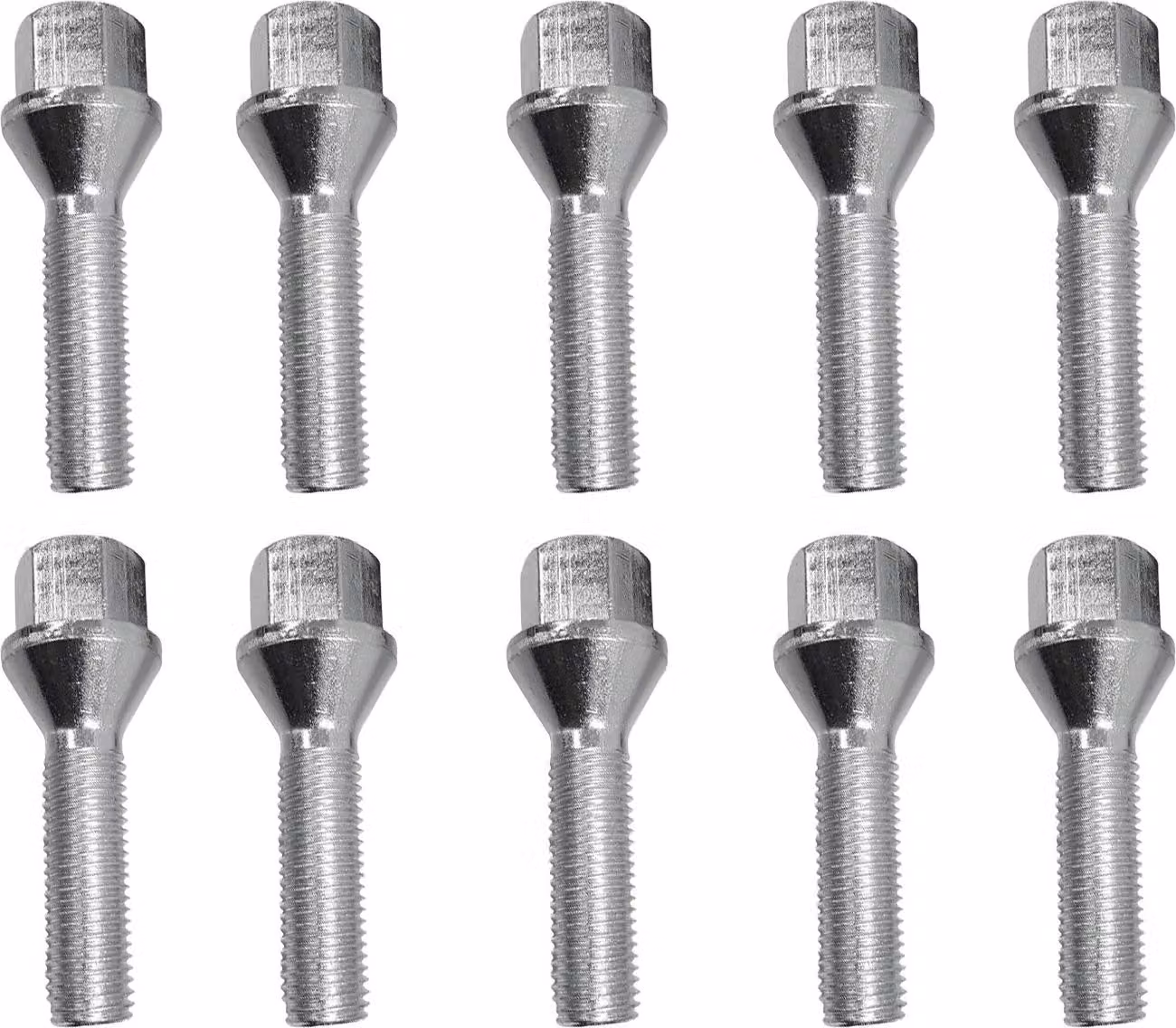 10 viti per cerchi in acciaio M14x1,5, lunghezza 40 mm, conico 60°, colore argento, compatibili con Citroën C8, C8 Van, Dispatch I, Dispatch II