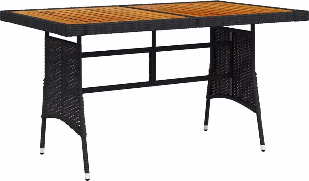 Maison Exclusive - Tavolo da giardino nero 130x70x72 cm in rattan sintetico e legno massello di acacia