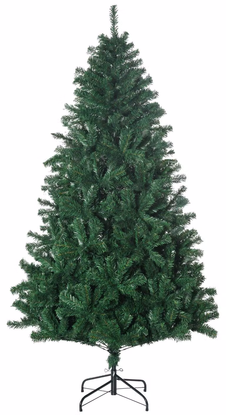 Albero di Natale artificiale, altezza 180 cm, abete artificiale con 1000 punte, decorazioni natalizie incluse, con supporto in metallo per interni