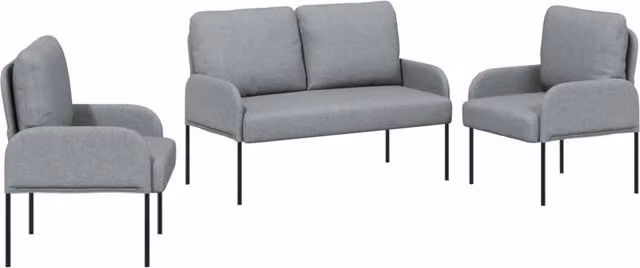 Set Divano | Divano da soggiorno | Sofa con cuscino 3 pz Grigio chiaro 115 x 56 x 80 cm