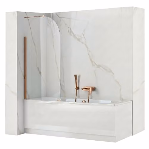 Rea - Paravento per vasca Travis in rame spazzolato 80 80-0,8 x 80 x 140 cm