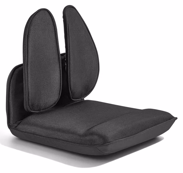 Sedia a pavimento - Sedia reclinabile - Regolazione in 5 posizioni - Schienale ergonomico - Struttura in metallo - Imbottitura in schiuma con rivestimento in lino - Ideale per leggere e rilassarsi - Colore: nero