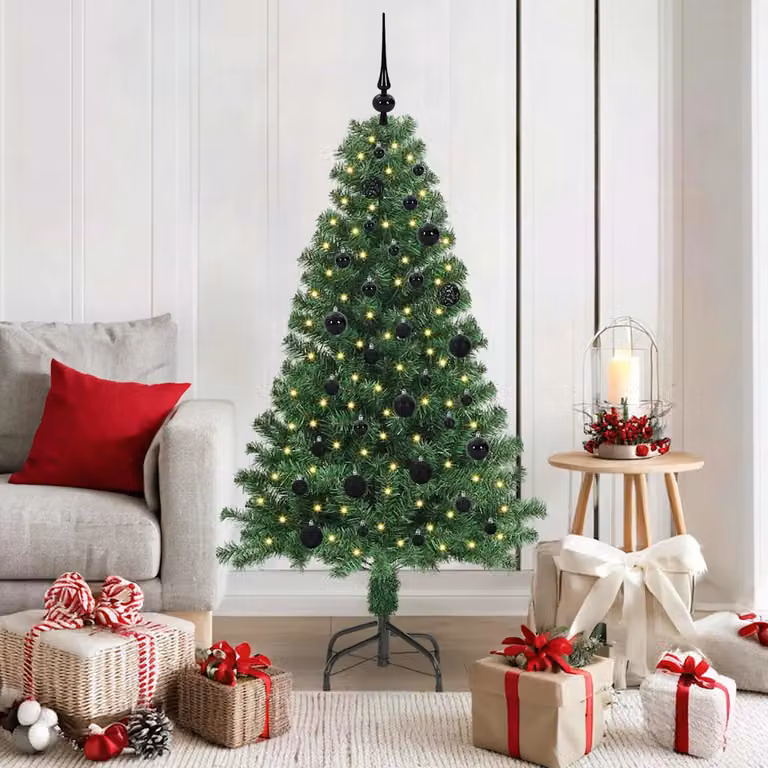 Albero di Natale artificiale vidaXL verde con 150 LED luce bianca calda, altezza 150 cm