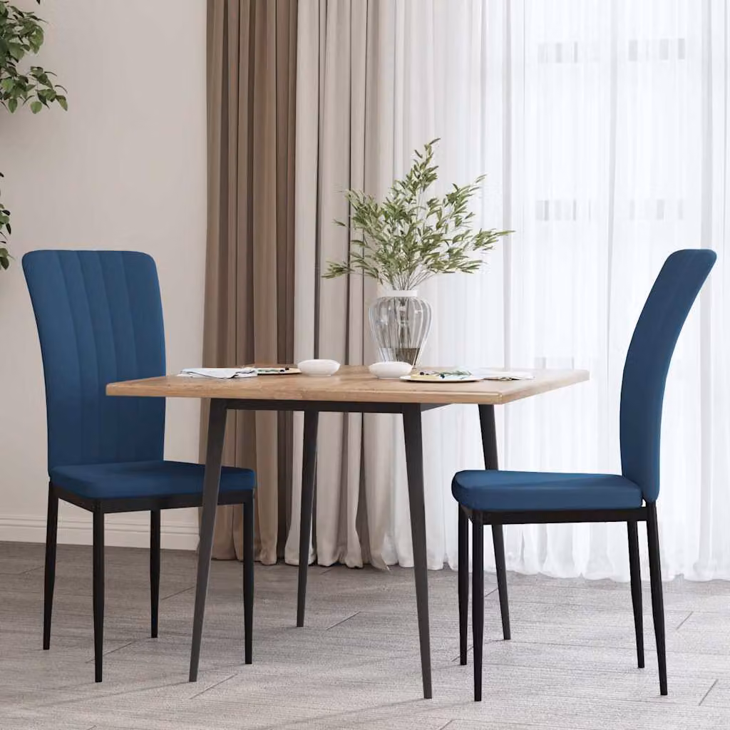 Set di 2 sedie da pranzo vidaXL in velluto blu con struttura in metallo e plastica per soggiorno e cucina